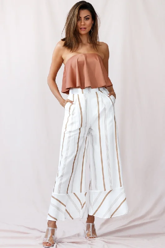 Weekend Deal Marie Satin Bandeau Crop Top Camel