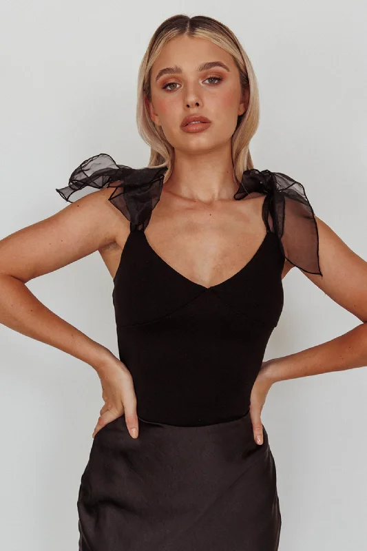 Fantastic Offers Midsomer Tied Shoulder Bodysuit Black