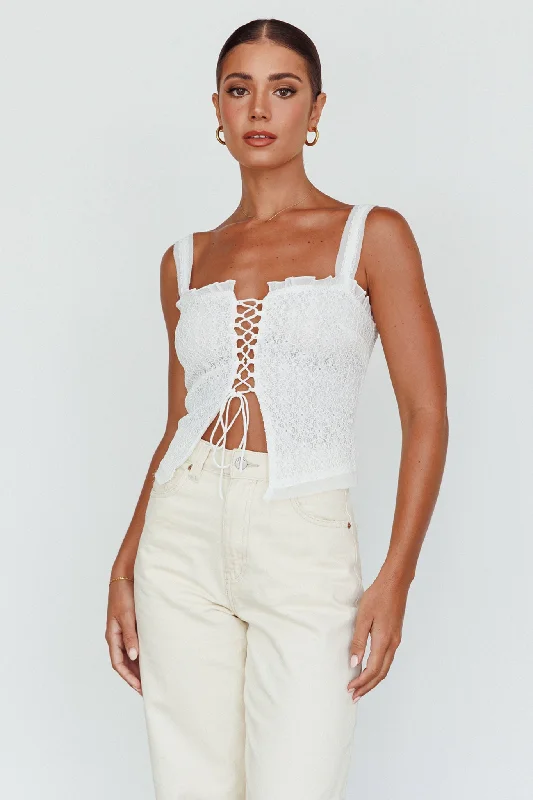 Bonus Savings Never Miss Lace-Up Bust Top White
