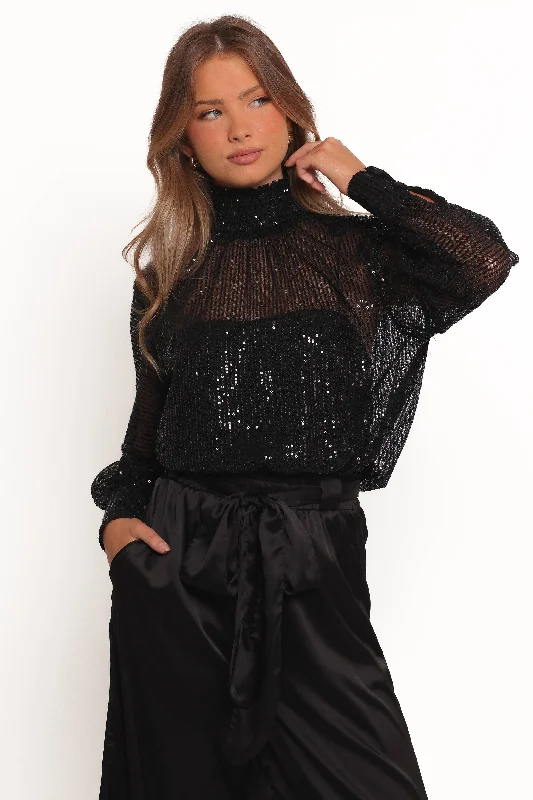 Deal Explosion Stasya Sequin Top - Black