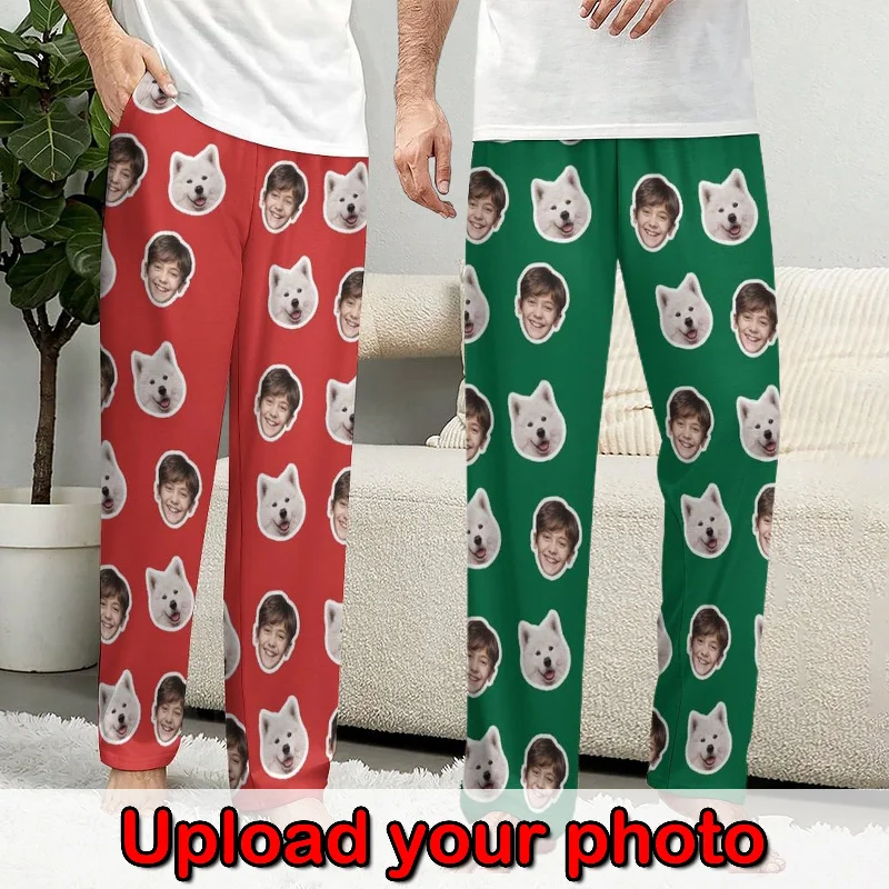 Price Rollback [30+ Colors] Custom Face Solid Color Stroke Slumber Party Unisex Long Pajama Pants For Men Women Kids