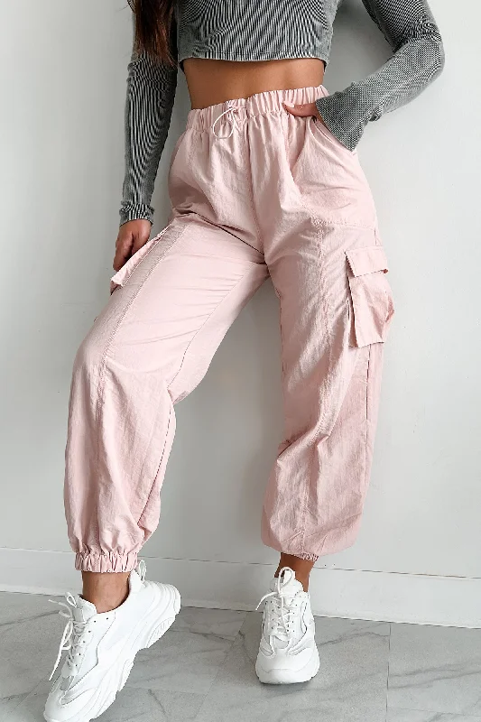 Stock Clearance Always Winging It Cargo Joggers (Blush)