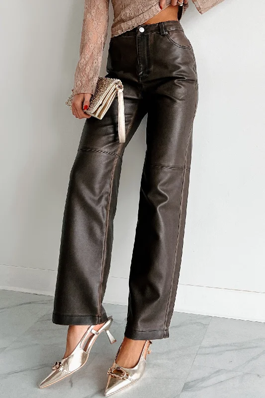 Price Cut Baddie With An Attitude Washed Faux Leather Pants (Brown)