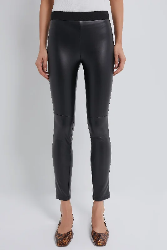 Super Deal Black Vegan Leather Legging