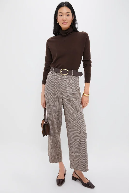 Closeout Sale Brown Plaid Cropped Flare Carlton Pants