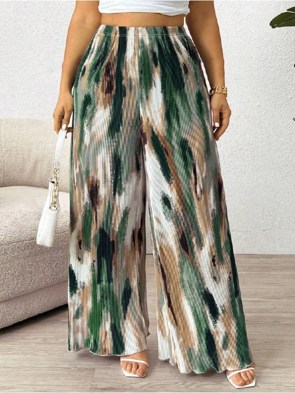 Act Now Contrast Color Printed Wide Leg Pants