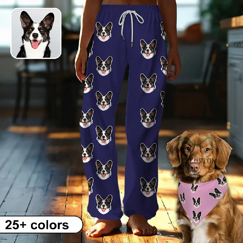 Buy More, Save More Custom Cat Dog Face Solid Color Pajama Pants and Pet Dog Bandana Buy More, Save More Custom Cat Dog Face Solid Color Pajama Pants and Pet Dog Bandana