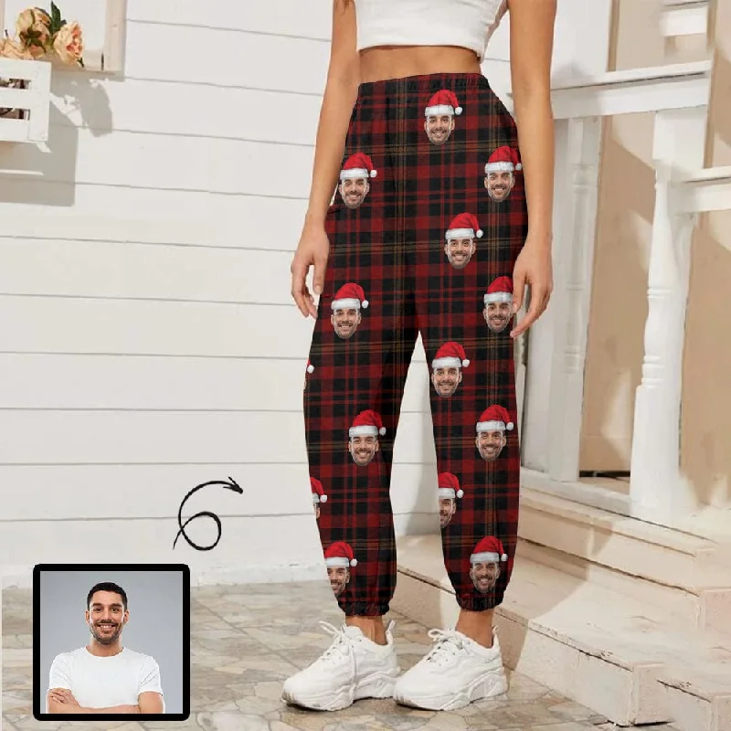 Doorbuster Deal Custom Face Christmas Red Hat Lattice Women's Jogger Casual Trousers Elastic Waist Sports Pants With Pocket Doorbuster Deal Custom Face Christmas Red Hat Lattice Women's Jogger Casual Trousers Elastic Waist Sports Pants With Pocket