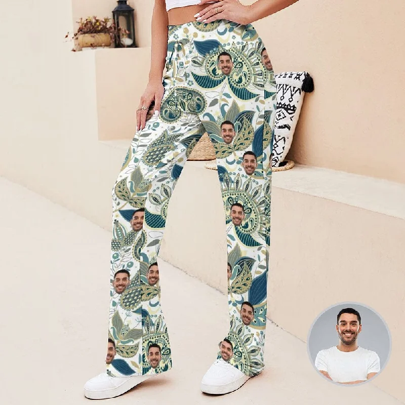 Deal Mania Custom Face Green Women's Straight-Leg Loose Comfy Drawstring Lounge Pants for Yoga Running Sporting Deal Mania Custom Face Green Women's Straight-Leg Loose Comfy Drawstring Lounge Pants for Yoga Running Sporting