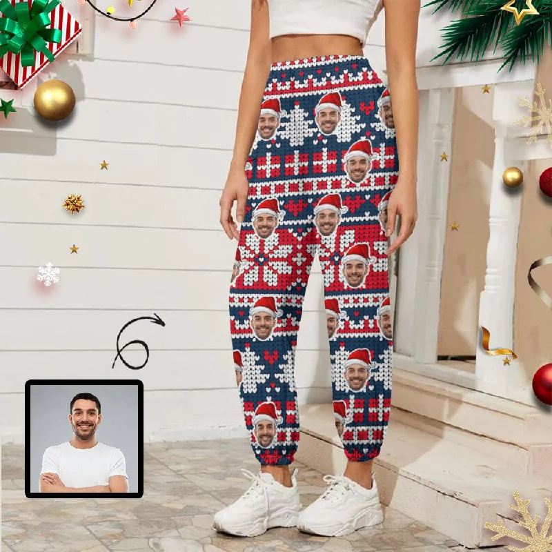 Early Bird Discount Custom Face Snowflake Christmas Elements Women's Jogger Casual Trousers Sport Pants With Pocket Early Bird Discount Custom Face Snowflake Christmas Elements Women's Jogger Casual Trousers Sport Pants With Pocket