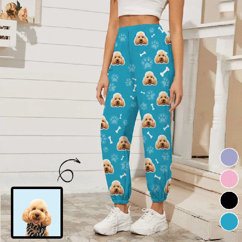 Special Discount Custom Pet Face Bone Paw Print Multicolor Women's Jogger Casual Trousers Elastic Waist Sports Pants With Pocket Special Discount Custom Pet Face Bone Paw Print Multicolor Women's Jogger Casual Trousers Elastic Waist Sports Pants With Pocket