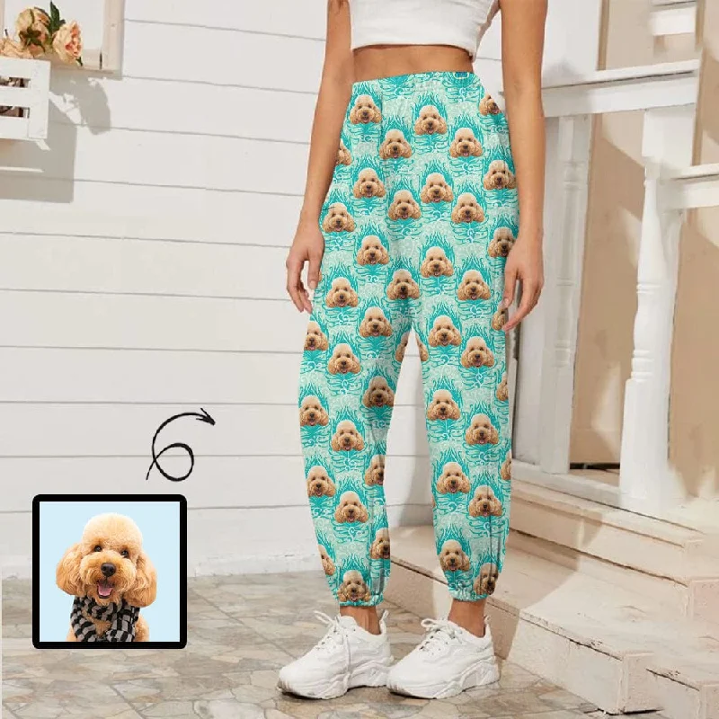 Special Savings Custom Pet Face Dog Green Women's Jogger Casual Trousers Elastic Waist Workout Sport Gym Pants With Pocket Special Savings Custom Pet Face Dog Green Women's Jogger Casual Trousers Elastic Waist Workout Sport Gym Pants With Pocket
