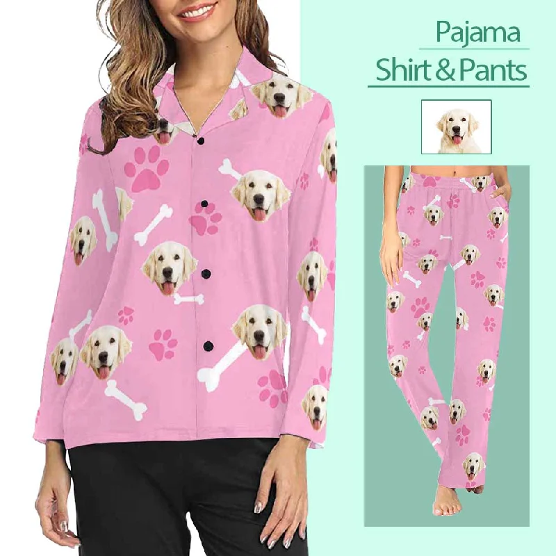 Today’s Deal Custom Photo My Pet Dog Sleepwear Personalized Women's Slumber Party Long Pajama Shirt&Pants Today’s Deal Custom Photo My Pet Dog Sleepwear Personalized Women's Slumber Party Long Pajama Shirt&Pants