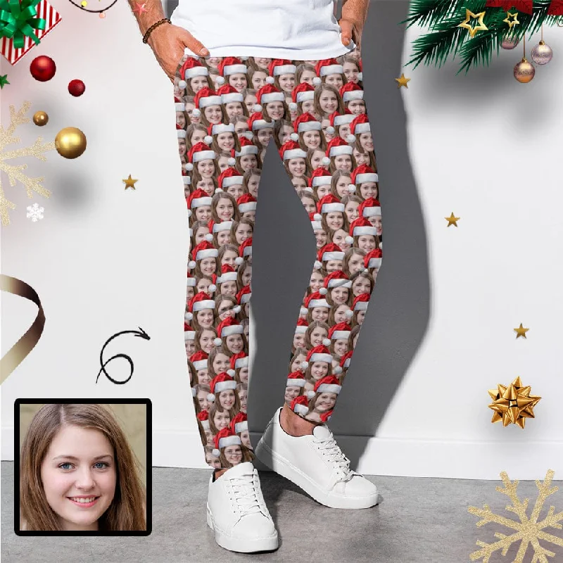 Season Finale Sale Custom Seamless Face Christmas Red Hat Men's Casual Jogger Athletic Long Pants Casual Trousers Season Finale Sale Custom Seamless Face Christmas Red Hat Men's Casual Jogger Athletic Long Pants Casual Trousers