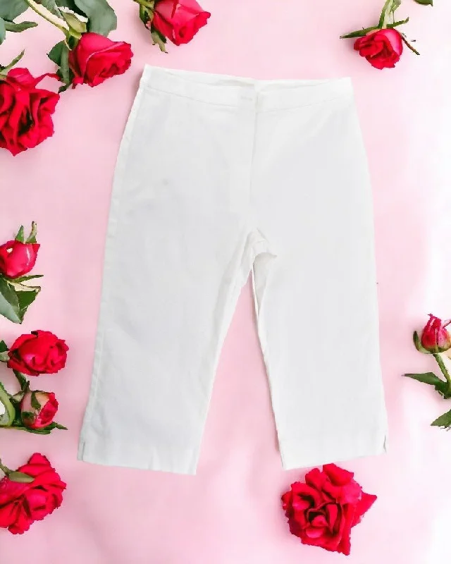 Midnight Sale Ladies White Twill Pedal Pusher