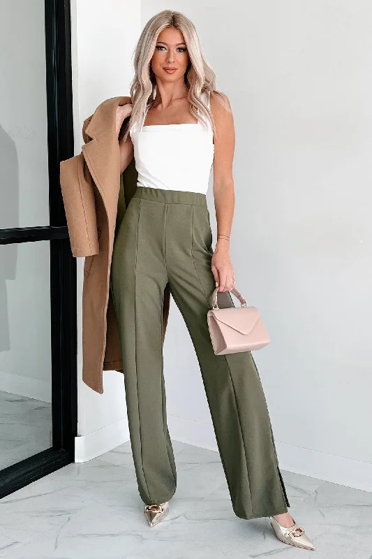 Weekend Deal Determined To Succeed High Waist Pants (Olive)