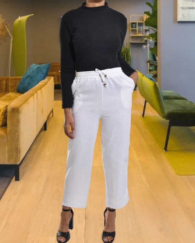 Overstock Ladies White Pocket Pants
