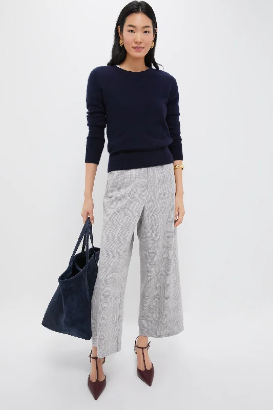 Shop and Save Gray Plaid Cropped Flare Carlton Pants