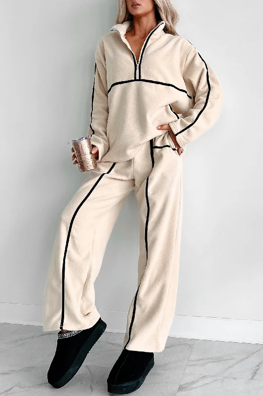 Deal Mania If I Didn't Have You Fleece Two-Piece Set (Ivory/Black)