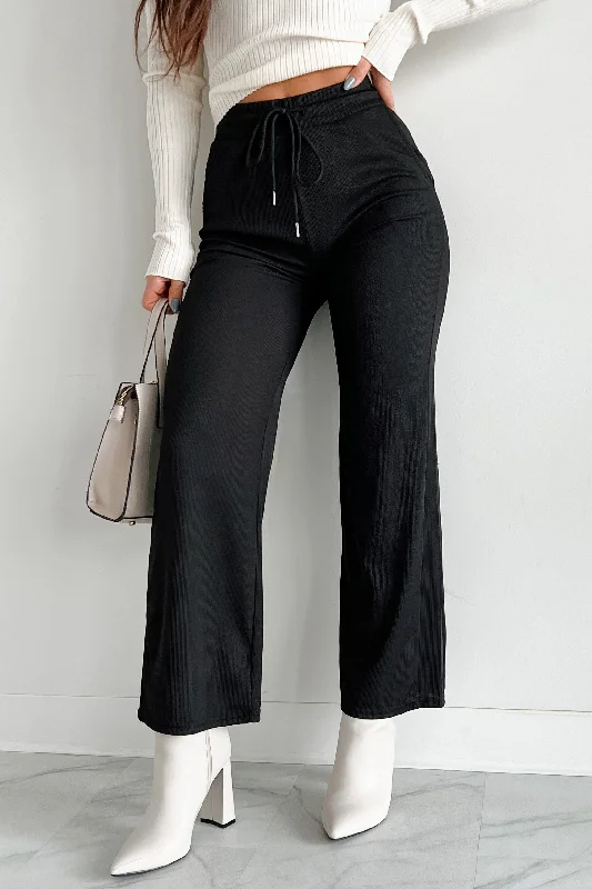 Can't Be Beat DOORBUSTER I'm Staying Put Wide Leg Drawstring Pants (Black)