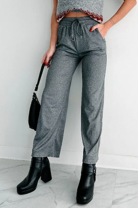Deal of the Week DOORBUSTER I'm Staying Put Wide Leg Drawstring Pants (Heather Grey)