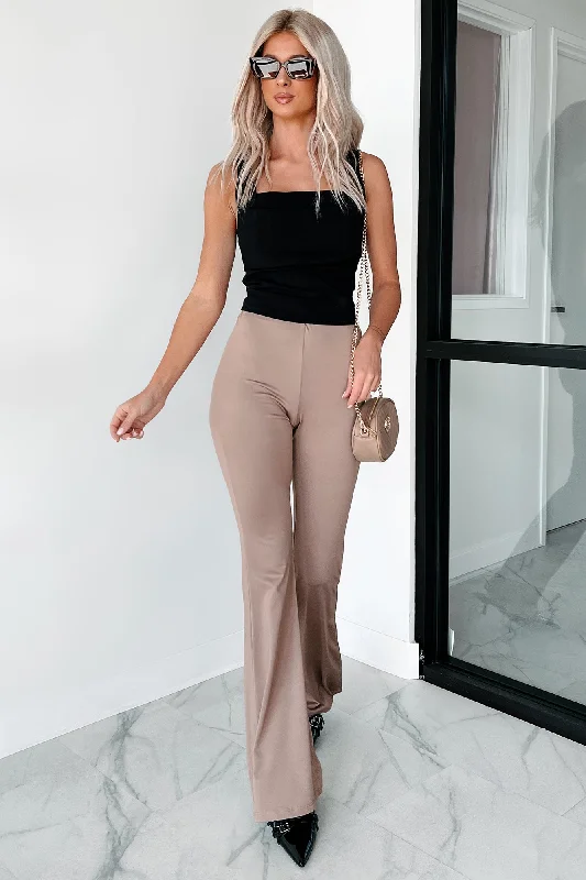 Sale Event Indecisive Mood Elastic Waist Flare Pants (Mocha)