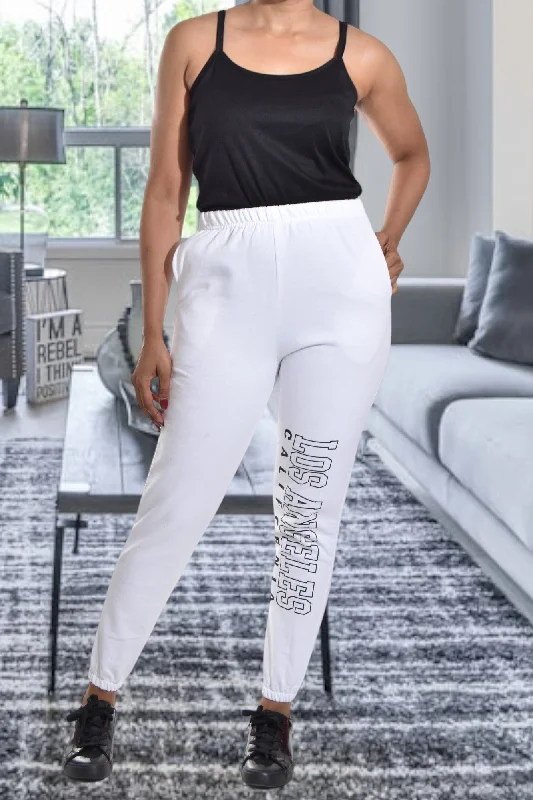 The Best Prices Ladies Letter Graphic Off White Track Pants