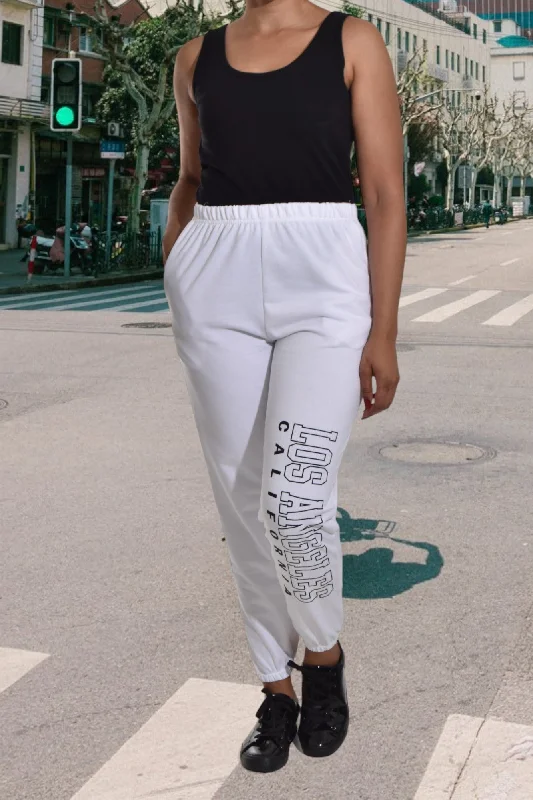 Unbeatable Prices Ladies Letter Graphic White Track Pants