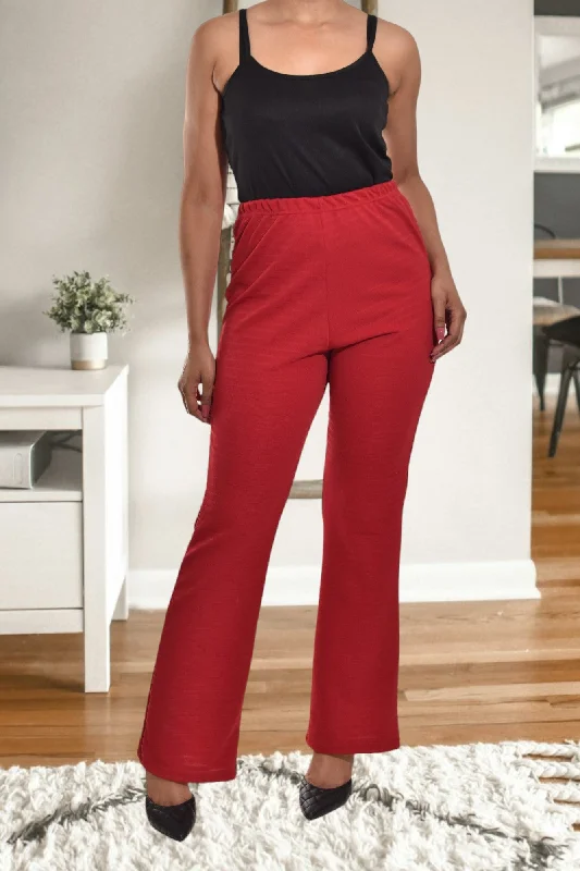 Online Only Ladies Red Stretch Pants