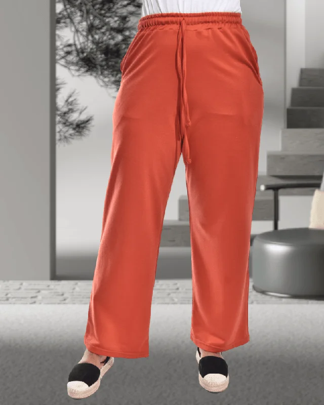 Bonus Savings Ladies Wide Leg Rust Joggers