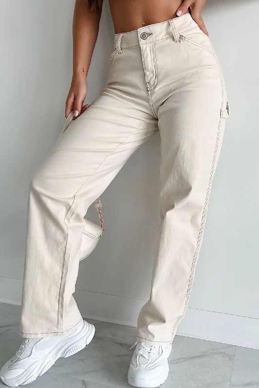 Price Drop Alert Lark High Rise Straight Leg Carpenter Jeans (Ecru)
