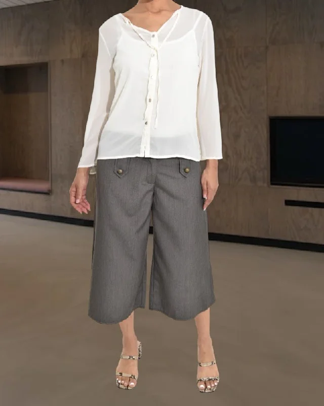 Bargain Bin Lds Grey Wide Leg Capri Pants