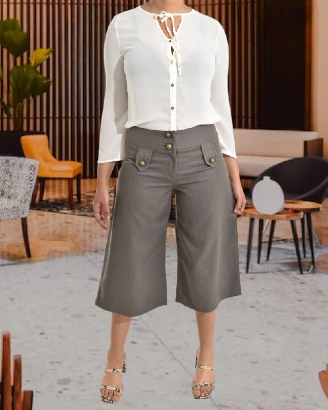 Super Sale Lds Wide Leg Capri Pants
