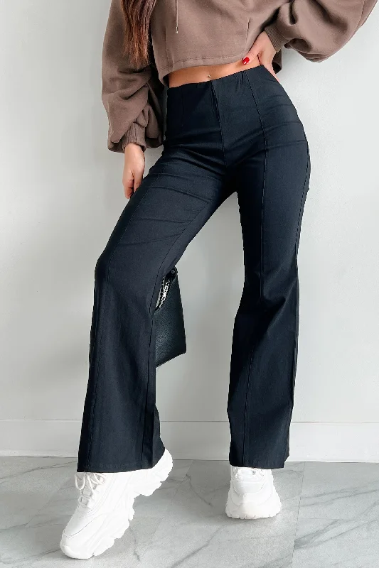 Deal Dash Marena High Waist Flare Pants (Black)
