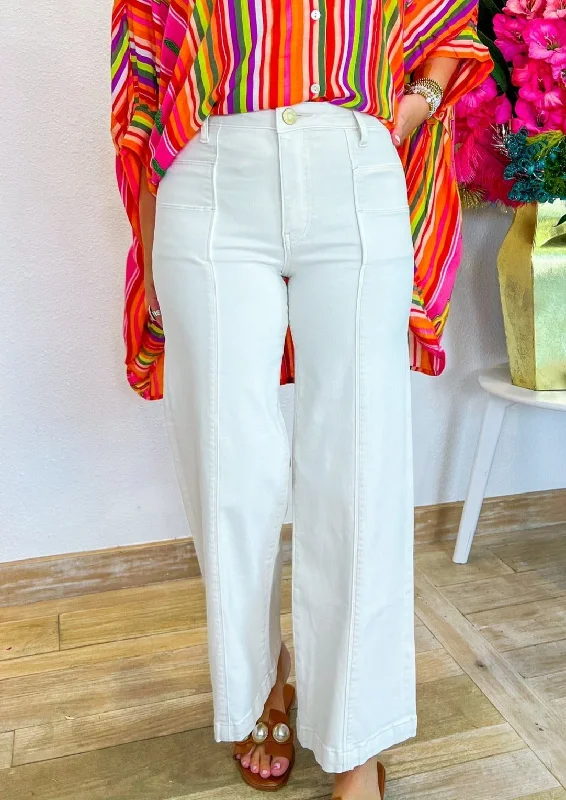 Don't Wait Meg High Rise Wide Leg Jeans - Ecru