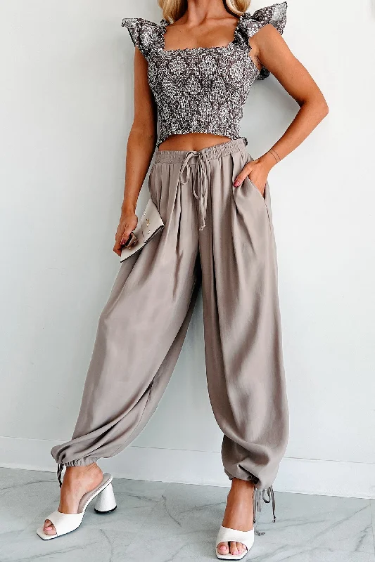 Today Only Modern Dreams Drawstring Cuff Balloon Pants (Taupe)