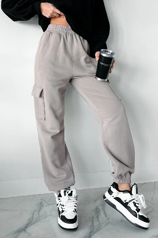 Markdowns Practicing Patience Fleece Cargo Joggers (Ash)