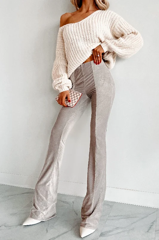 Best Deals DOORBUSTER Sasha Velvet Flare Pants (Stone)