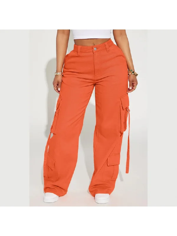 YEAR-End Sale Solid Color Mid-rise Cargo Pants