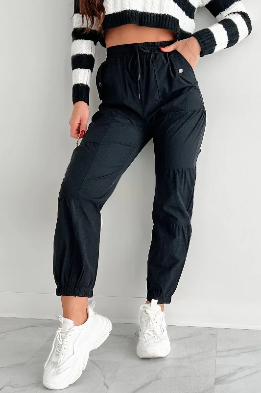 Don’t Miss Out Stronger Today Shirred Jogger Pants (Black)