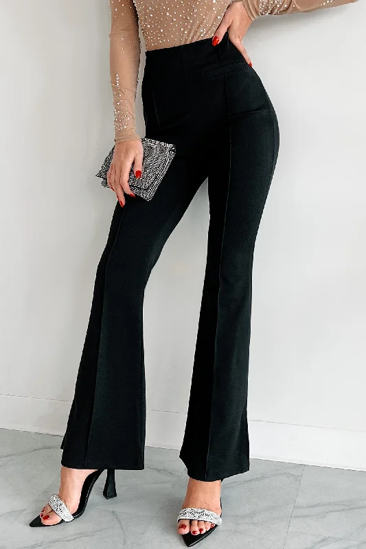 TIME-Limited Offer Toning It Down Flared Dress Pants (Black)