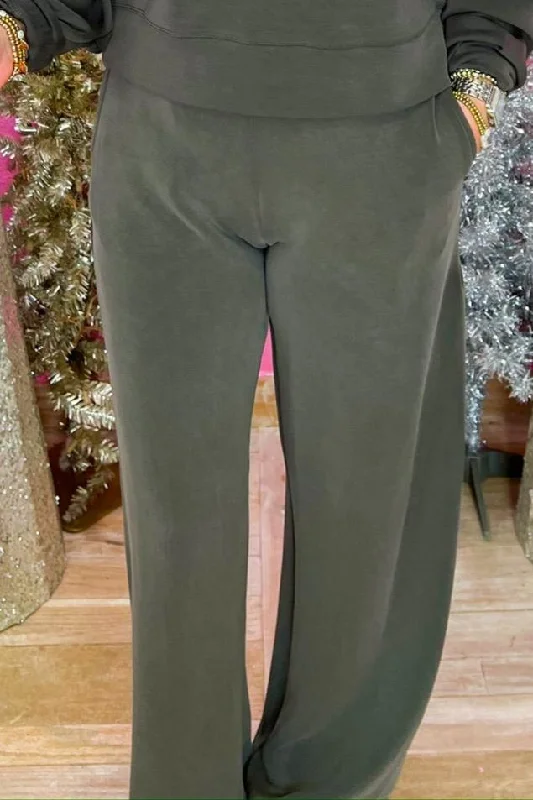 Deal Zone DB Victoria Wide Leg Pants - Dark Ivy