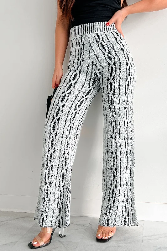Weekend Flash Sale Welcoming Winter Two-Tone Cable Knit Pants (Grey/Black)