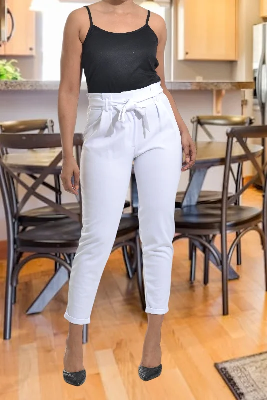 Crazy Savings White Tie Front Pants