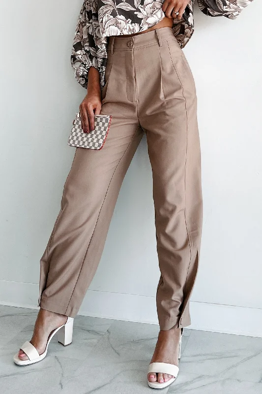 Super Sale Working Late Pleated Buttoned Cuff Pants (Latte)