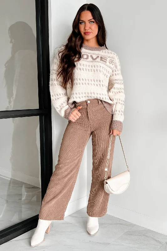 Price Drop Zachary High Rise Corduroy Pants (Mocha)
