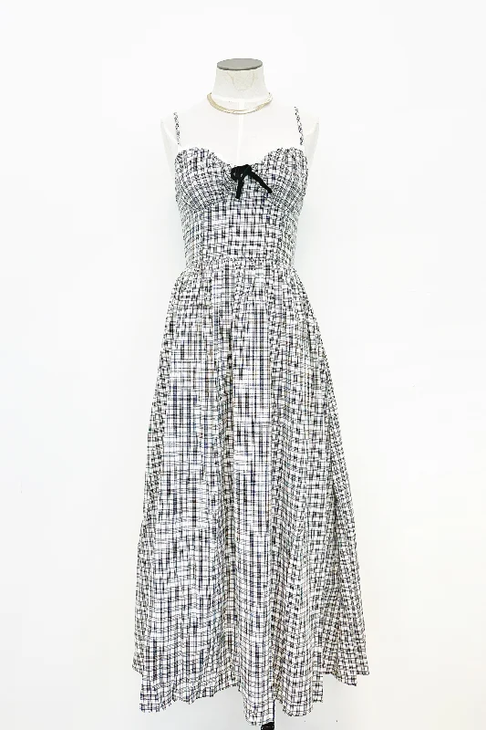 Overstock Evermore Bow Plaid Midi Dress