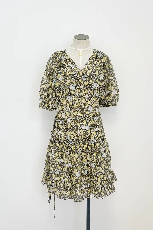 Discount Deals Floral Tiered Wrap Dress