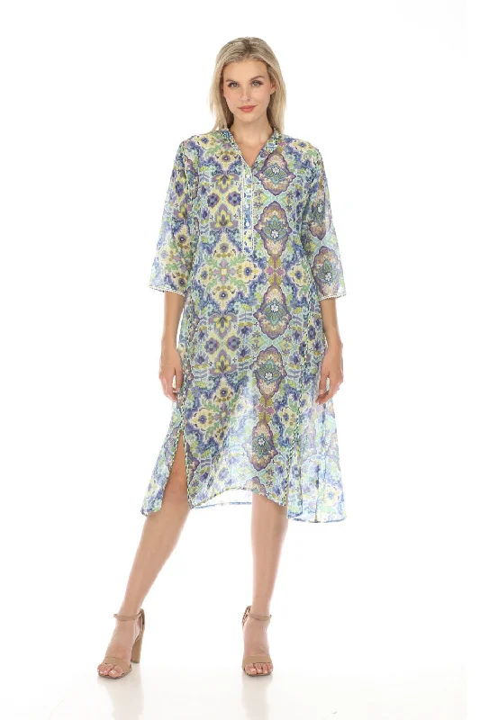 Final Sale Johnny Was Jade Kiara Silk Kaftan Dress Boho Chic L32624