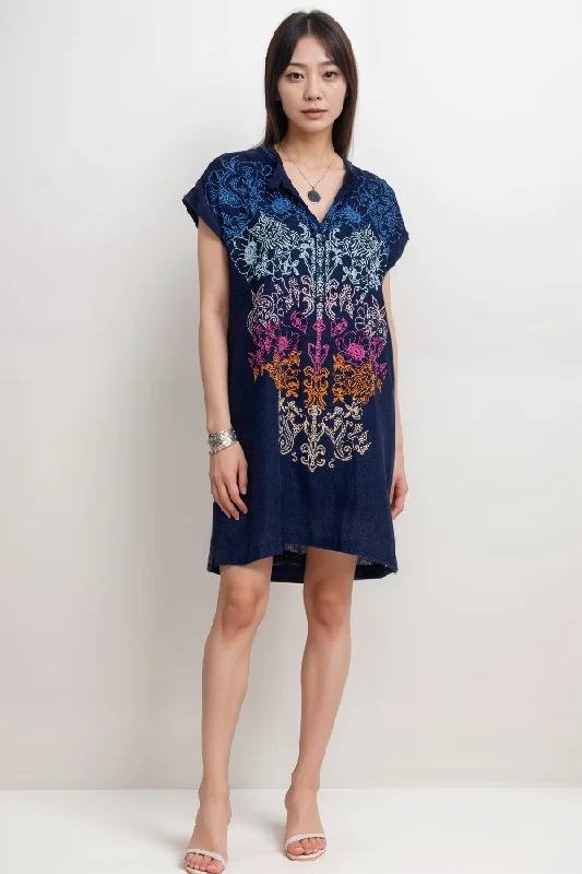 Deep Discounts Johnny Was Biya Blue Night Mishti Dress B31124 Boho Chic
